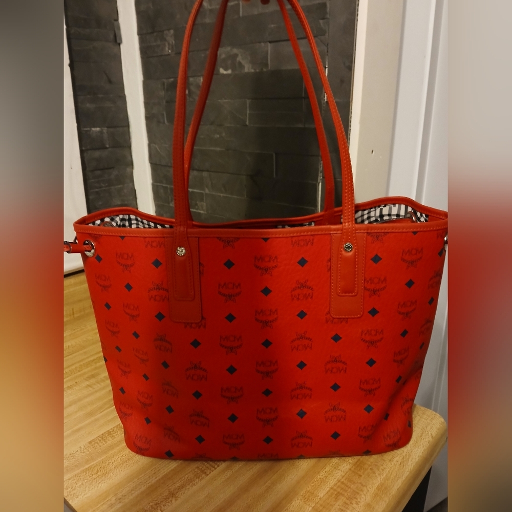 MCM Authentic Red & Black Tote Like New  (Stunning) - Picture 6 of 12